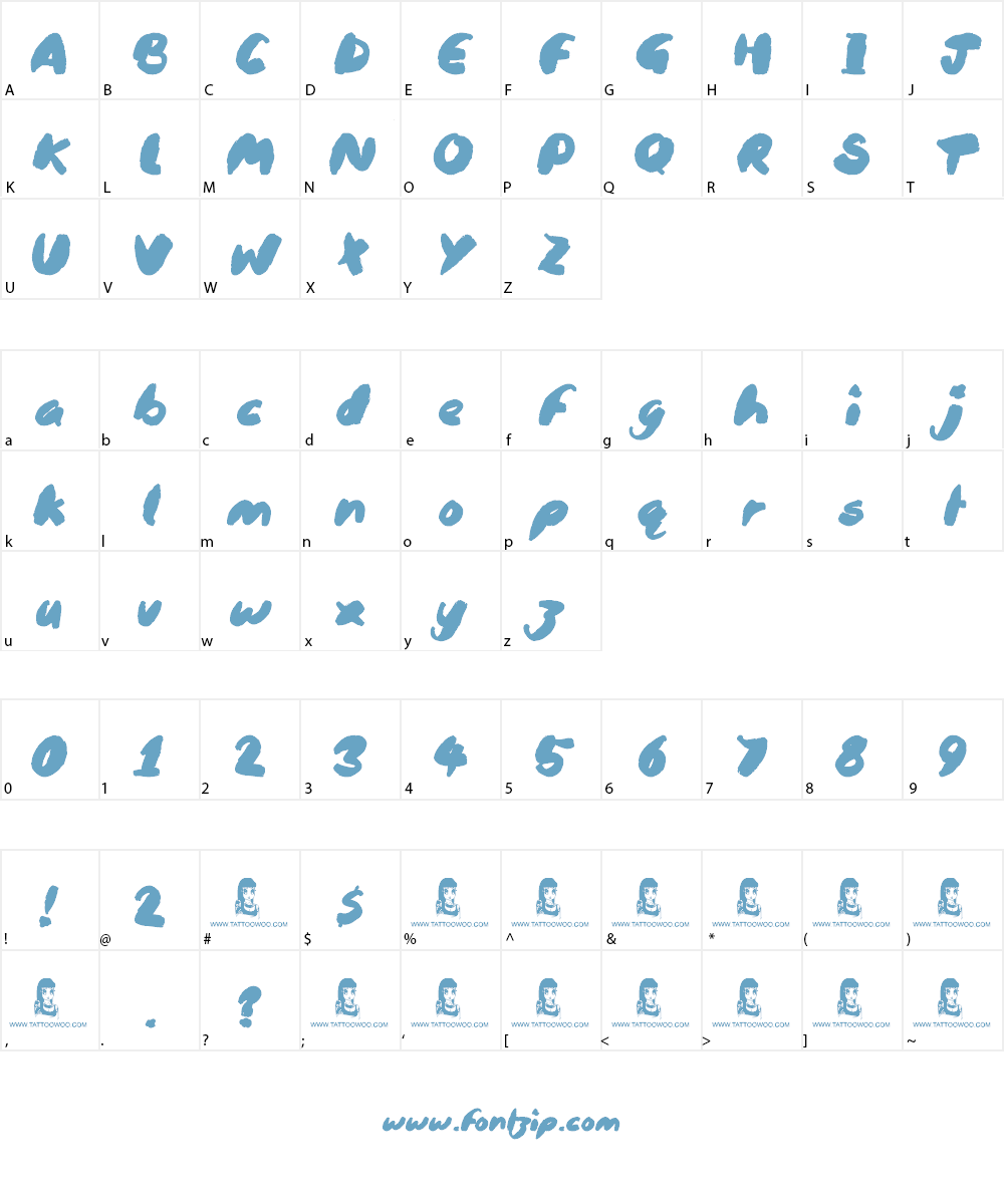 Black Brush Font Character